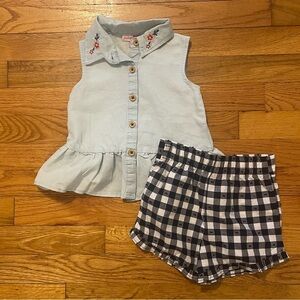 Penelope Mack | Sky Blue Top with Gingham Shorts |
